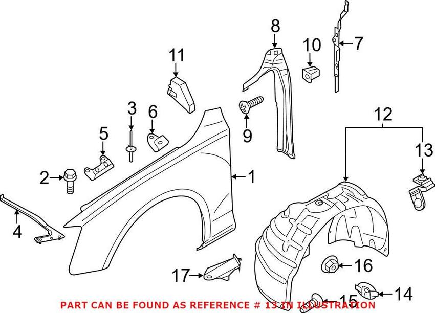 Audi Fender Liner Retainer 8K0821989A